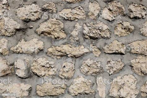 Background From The Wall Built From Large Natural Stone Texture Stock