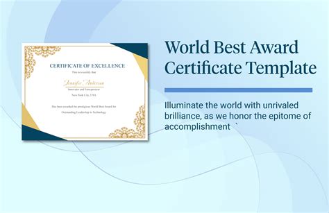 World Best Award Certificate Template In Illustrator Psd Word