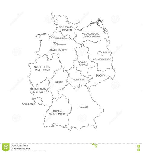 Map Of Germany Divided To Federal States Stock Vector