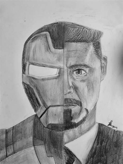Tony Realistic Iron Man Sketch Img Extra