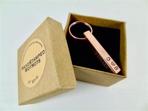 7 year anniversary gift, personalized gift for couple, faux copper, yours is a loving relationship, traditional gift, custom art print on paper, canvas personalized 7th or 22nd copper anniversary gift for him or her, special date print, heart and love print, gifts for husband and wife. Copper Bar Keyring 7th Anniversary Gift Idea Hand Stamped ...