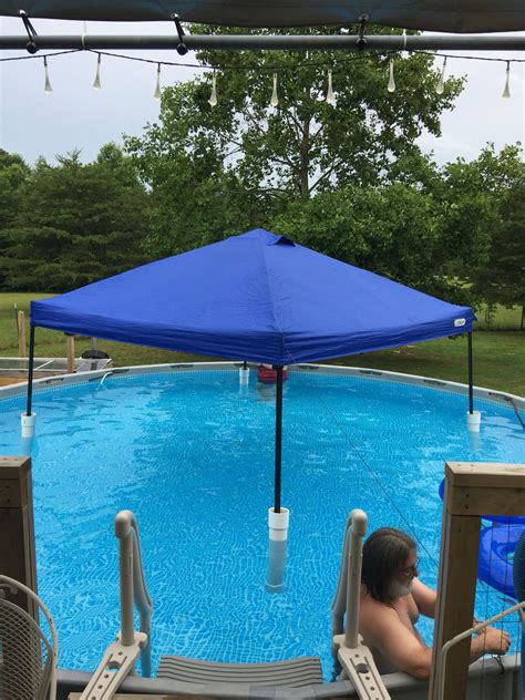 Diy Floating Canopy Pool Shade 2 Long 4 Pvc Pipe Capped On The Bottom And With A Connector On