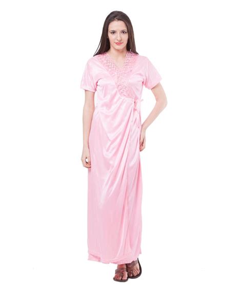Buy First Lady Pink Satin Nighty And Night Gowns Pack Of 4 Online At Best