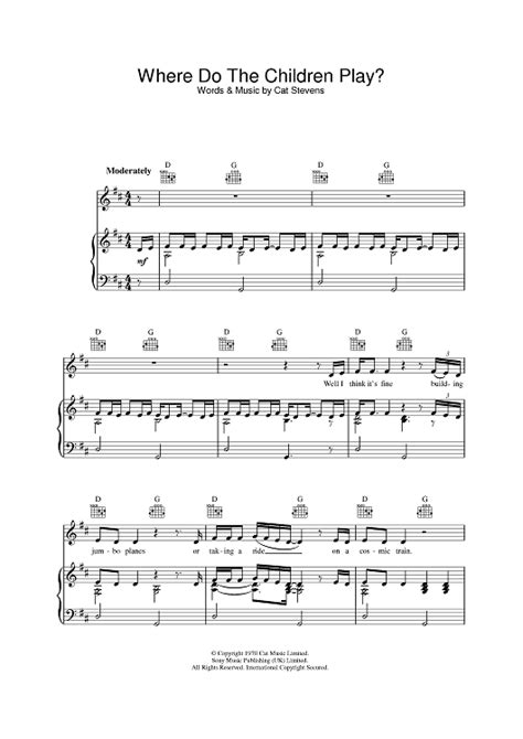 Where Do The Children Play Sheet Music By Cat Stevens For Pianovocal