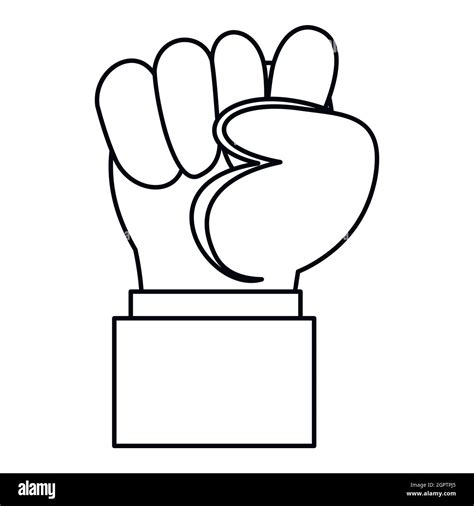 Raised Up Clenched Male Fist Icon Outline Style Stock Vector Image