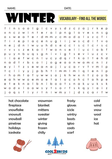 Printable Winter Word Search Cool2bkids