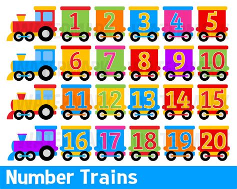 Numbers Train Clipart Trains With Numbers Classroom Sticker Etsy