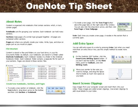 Tip Sheets Onenote Info
