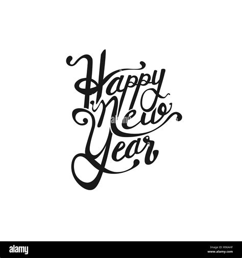 Happy New Year Vector Text Calligraphic Lettering Design Stock Photo