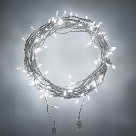 100 White Led Connectable Fairy Lights On 10m Clear Cable Type U £13