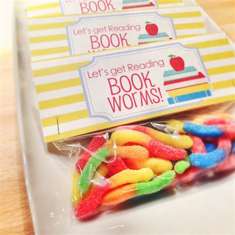 Instant Download Back To School Treat Bag Tags Book Worm Printable