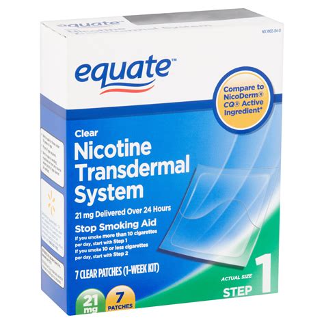 Equate Nicotine Transdermal System Clear Patches 21 Mg Step 1 7