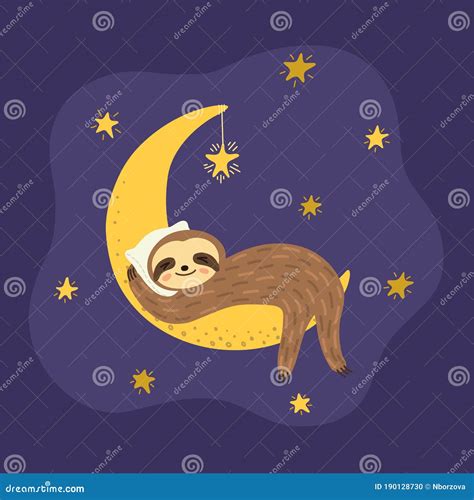 Sloth Laying On The Floor Sleeping Sign Zzz Slow Down Cute Cartoon