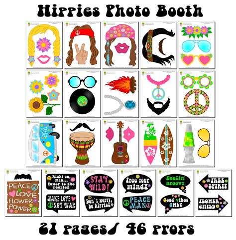 Free Printable Hippie Photo Booth Props Printable Templates