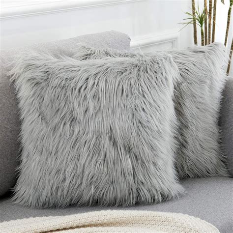 Wlnui Decorative Light Gray Fluffy Pillow Covers New Luxury