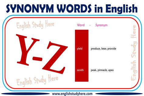 Synonym Words With Y Z In English English Study Here