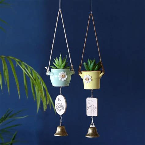Hanging Miniature Pair Of Pots With Bells Mora Taara