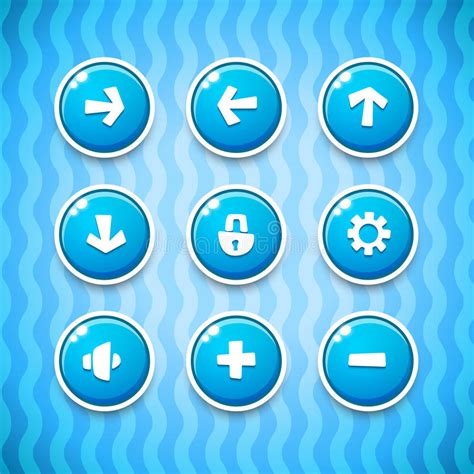 Game Buttons With Icons Set 1 Stock Vector Illustration Of Interface