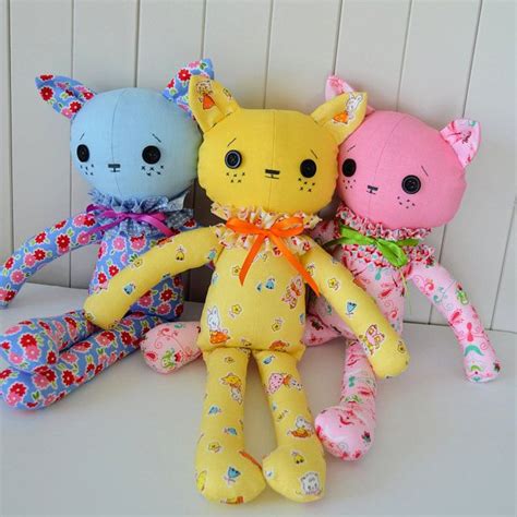 pdf sewing pattern kitten soft toy stuffed doll plushie rabbit soft toy bunny soft toy bunny