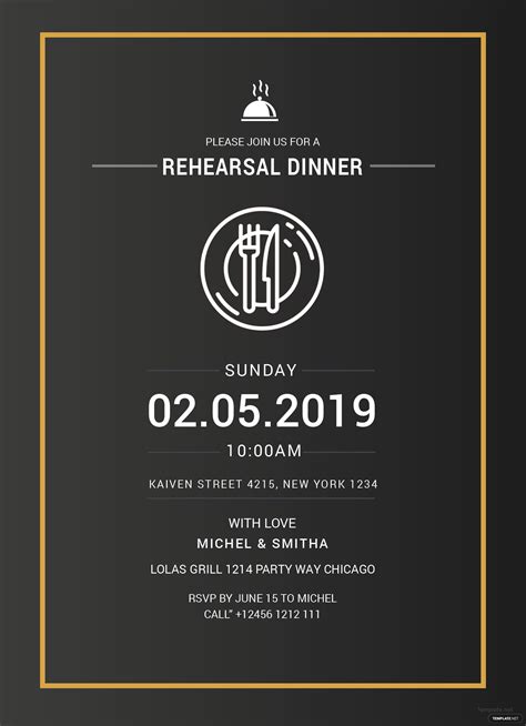 Free Rehearsal Dinner Party Invitation Template In Adobe Photoshop