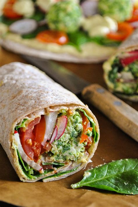 Vegan Wraps With Baked Spinach Balls And Lemony Dressing