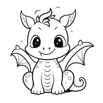 An Image Of A Dragon Baby Coloring Page Outline Sketch Drawing Vector