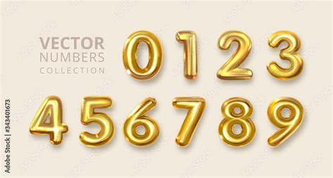 Gold Numerals Set Golden Yellow Metal Letter Number 1 2 3 4 5 6 7 8 9