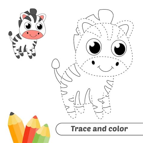 Premium Vector Trace And Color For Kids Zebra Vector