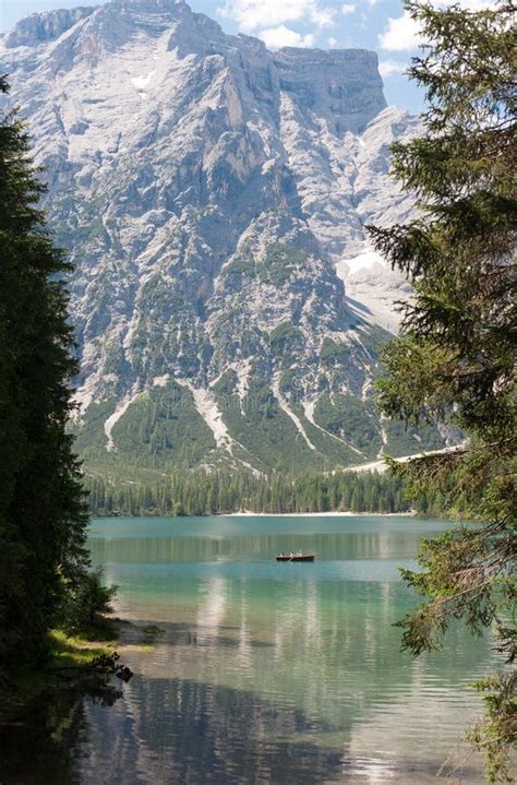 Lake Braies Stock Image Image Of Alps Idyllic Landscape 75163417