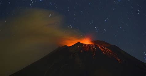 Popocatepetl Volcano Eruption Lights Up The Night Sky Over Mexico