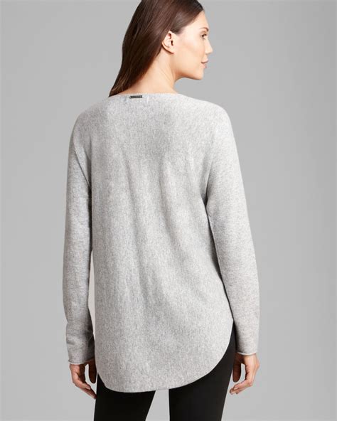 Michael Michael Kors Cashmere High Low Hem Sweater In Gray Lyst