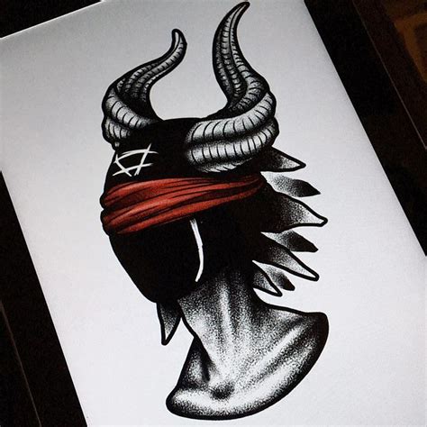 Bannished Blindfold Darkhead Tattoo Design Blackwork Monster Creature