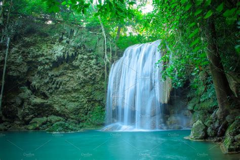 Erawan Waterfall National Park Containing Waterfall Blue Lagoon And