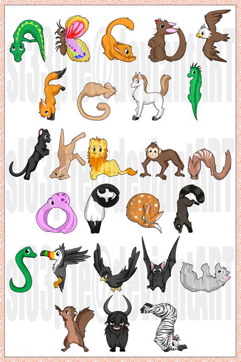 26 animals and 26 items, one for each letter of the alphabet, to cut out and use to learn the abcs. Vector: Animal Alphabet by sl33p1e on DeviantArt