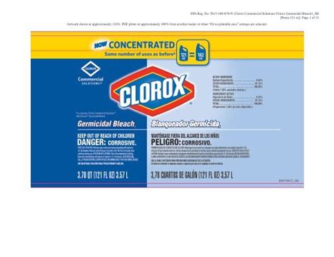 Chlorine Bleach Label