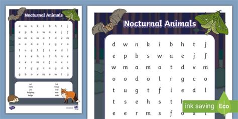 Ks1 Nocturnal Animals Word Search Teacher Made Twinkl