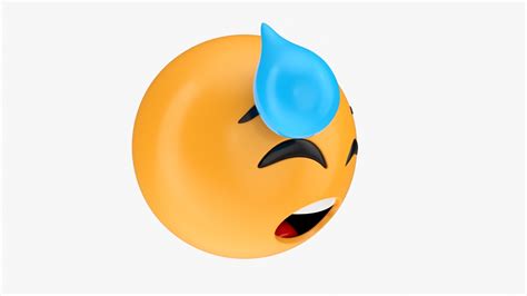 Emoji 037 Flushed With Cold Sweat Pbr 3d Model