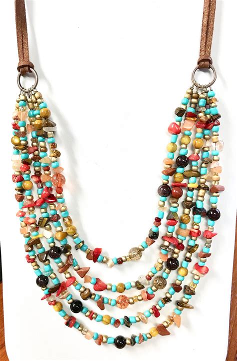 Multi Strand Chain Necklace For Women Colorful Multi Strand Etsy