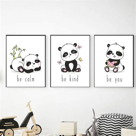 Panda Printable Wall Art Set Digital Download Nursery Decor Etsy