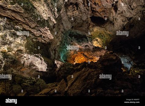 Inside Cueva De Los Verdes Verdes Cave On Lanzarote Canary Islands