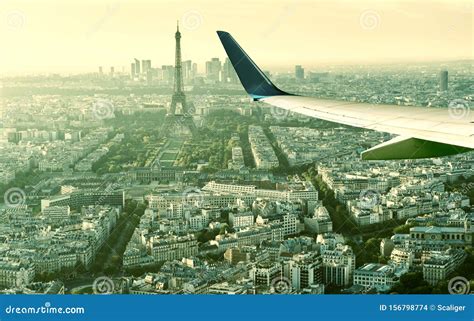 Aerial Panoramic View Of Paris With The Eiffel Tower Stock Photo