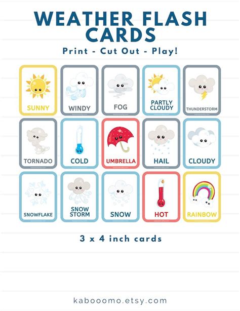 Weather Flashcards Set Flashcards Vocabulary Cards Educational My Xxx Hot Girl