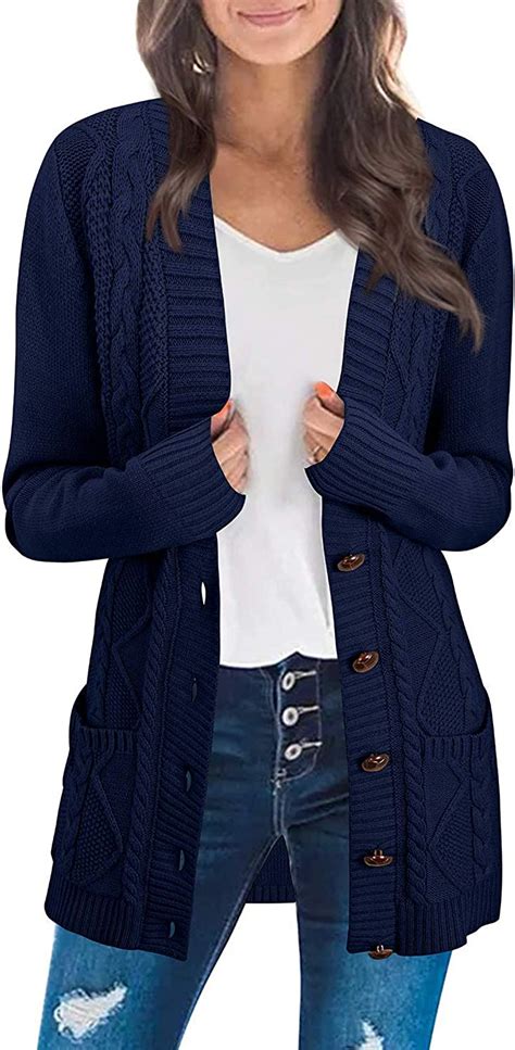 Kilig Womens Cardigan Sweater Open Front Button Down Long Sleeve