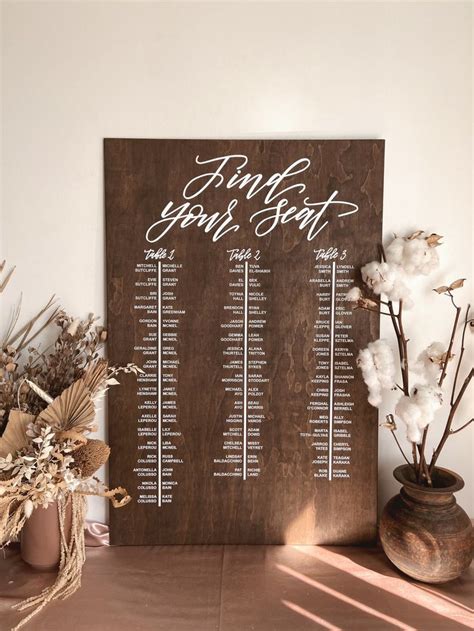 Seating Chart Find Your Seat Wooden Wedding Guest Seating Etsy