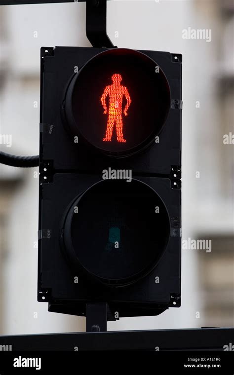Red For Stop On Pedestrian Crossing Traffic Lights London United Stock
