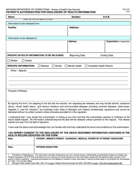 Chj 121 Medical Release Form Fill Out And Sign Printable Pdf Template