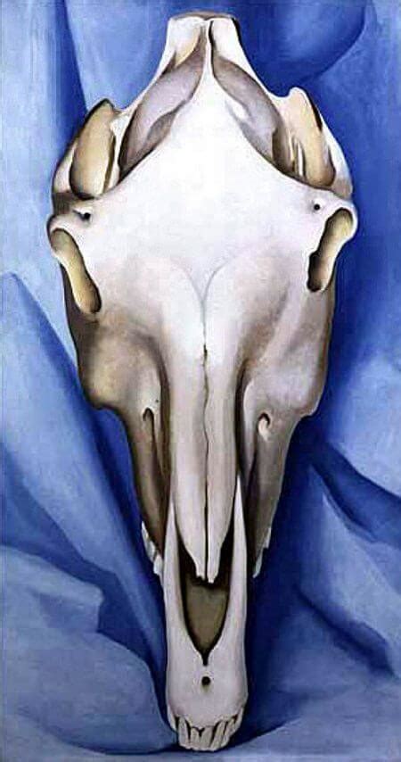 The Horses Skull On Blue 1930 By Georgia Okeeffe