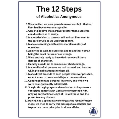 12 Steps Of Alcoholics Anonymous Poster Twelve Steps Of Aa Etsy