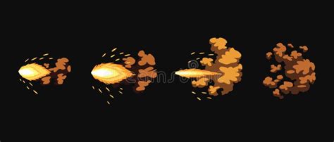 Gun Flashes Or Gunshot Animation Collection Of Fire Explosion Effect