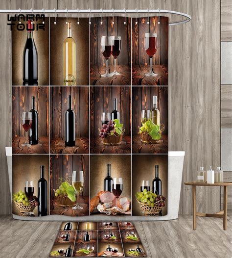 4.5 out of 5 stars. Wine Shower Curtain Polyester Fabric Art Wine Themed ...
